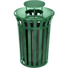 Green Rain Barrels Alpine 38 Gal. Green Metal Slatted Commercial Trash Can Receptacle