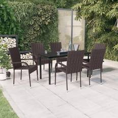 Outdoor dining table and chairs Utemöbler vidaXL Outdoor Patio Dining Set, 1 Table incl. 6 Chairs
