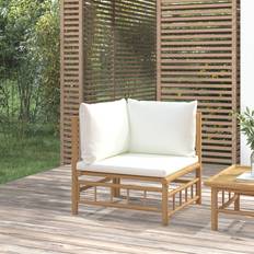 Bambù Divani Modulari vidaXL Angolare da Giardino con Cuscini Bianco Crema in Bambcod Mxl 94682 Divano Modulare