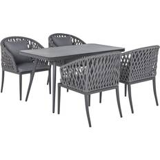 Beliani Da Giardino 4 Posti In Metallo Grigio Alluminio Grigio Scuro Lipari Set da pranzo per patio