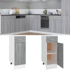 vidaXL Armario Bajo De Cocina Madera De Ingeniería Gris 30 x 46 x 81.5 cm Cómoda