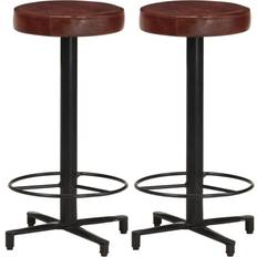 Marron Tabourets de bar vidaXL Tabourets 66 cm Cuir Véritable Tabouret de bar 2pcs