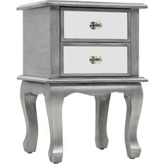 Silver Bedside Tables vidaXL Mirrored Bedside Table