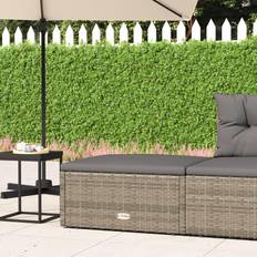 vidaXL Gartenhocker Mit Kissen Grau Poly Rattan