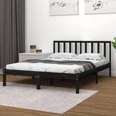 vidaXL Estructura De Cama Sin Colchón Madera De Pino Negro 200x200 cm