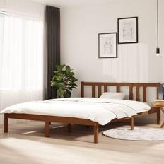 vidaXL Bed Frame Honey Brown Solid 5FT