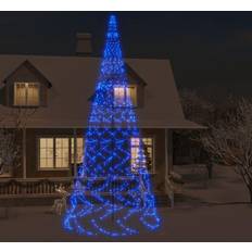 Iluminaciones del mástil de la bandera vidaXL Rbol De Navidad En Asta De Bandera 3000 LED Azul 800 cm Decoración