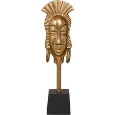 Negro Figuritas BigBuy Home Figura Decorativa 14.5 x 10.5 x 50 cm Negro Dorado Africana Figurita