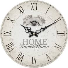 Clocks Premier Housewares Classical Style Sweet Home MDF, Cream Wall Clock