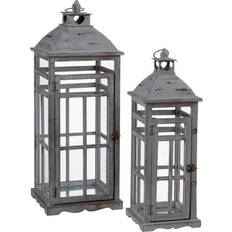 Lanterns BigBuy Home Candleholder Grey Fir wood Lantern