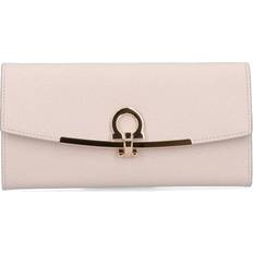 Ferragamo Gancini Leather Continental Wallet White