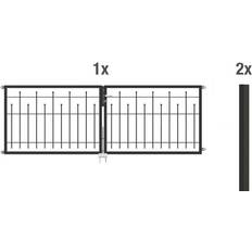 Metallzaun Doppeltor-Set Madrid Anthrazit z. Einbetonieren