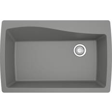 Gray Drainboard Sinks Karran QT-722 Drop-In Quartz Composite 1-Hole Single Bowl Kitchen Sink