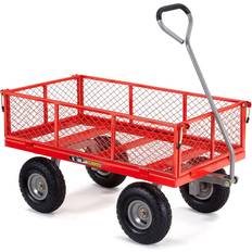 Utility Wagons Gorilla Cart 800 Pound Capacity Heavy Duty Steel Mesh Utility Wagon Cart Red