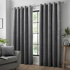 Curtina Damask Geometric Textured Eyelet Lined