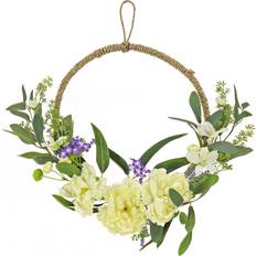 Decorative Items National Tree Company Wreaths Cream Peony Mini Blossoms Hoop Wreath Decoration