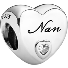 Pandora Nan Heart Charm - Silver/Transparent