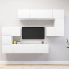 vidaXL Set Mobili Porta TV 8 pz Bianco in Legno Multistrato Mobile a Parete