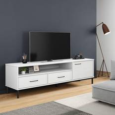 VidaXL Mobili TV vidaXL Con Gambe Metallo Bianco Legno Massello di Pino OSLO Cod Mxl 9445 Mobile TV