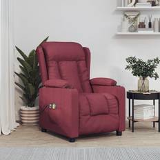 vidaXL De Masaje Eléctrico Tela Rojo Tinto Sillón