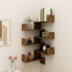 vidaXL Corner Shelves 2 Pcs Smoked Oak Wall Shelf 40cm