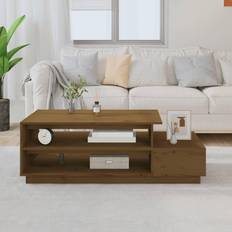 vidaXL Madera Maciza De Pino Marrón Miel 120x50x40.5 cm Mesa de Centro