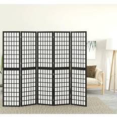 vidaXL Plegable 5 Paneles Estilo Japonés Negro 200x170 cm Biombo