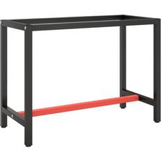 vidaXL Telaio Banco da Lavoro Nero e Rosso Opaco 110x50x79 cm Metallo Sgabello