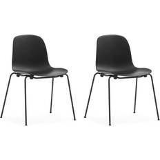 Normann Copenhagen Chaises de Cuisine Normann Copenhagen Lot 2 Chaises Empilables Avec Pieds Noirs Chaise de Cuisine