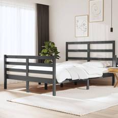 vidaXL Estructura De Cama De Madera Maciza De Pino Gris 140x190 cm