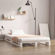 vidaXL Palettenbett Weiß 90x200 cm Massivholz Kiefer Bettrahmen