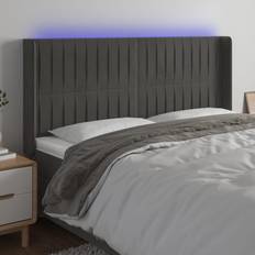 vidaXL LED-lys 203x16x118/128 fløjl Sengegavl