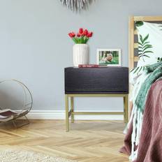 Relaxdays Black Nightstand Square Side with Drawer 50 x 50 x 50 cm Bedside Table 50x50cm