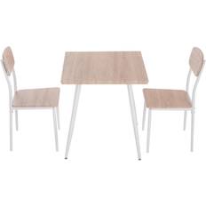 Beige Bordsgrupper på rea Homcom Matgrupp För 2 Personer Vit Ek Trä 1 Bord 2 Stolar Bordsgrupp 70x70cm