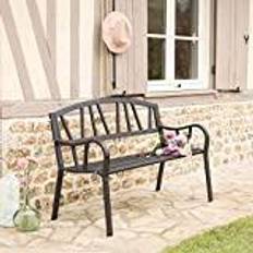 Edm with Backrest Anthracite Iron 123 x 53 x 86 cm Settee Bench