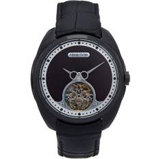 Heritor Automatic Mens Roman Semi-Skeleton Leather-Band Watch One Size