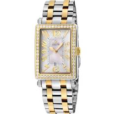 Gevril Womens Ave of Americas Mini Women’s Two toned IPYG Diamond Case, White MOP Silver & Gold One Size