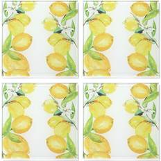 American Atelier Lemon Branches Set of 4 Glass Coasters 4 x 4 Coaster 4pcs