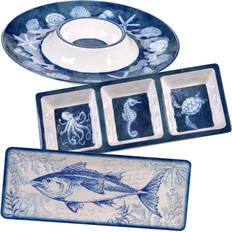 Certified International Set Portata Hostess In Melamina Oceanic Da 3 Pezzi Certificato Multicolore Servizio da Tavola