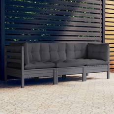 Divani da Esterno vidaXL Giardino a 3 Posti Cuscini Antracite Massello di Pinocod MXL 97508 Divano da Esterno