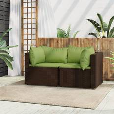 Divani Modulari vidaXL Divani Angolari da Giardino con Cuscini 2 pz Polyrattan Marronecod MXL 130086 Divano Modulare