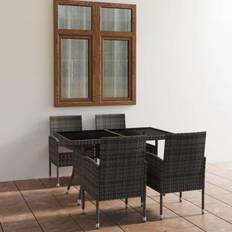 Gris Ensembles repas de patio vidaXL 5 Piece Garden Dining Set Poly Rattan Anthracite And Grey Ensemble repas de patio