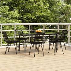 vidaXL Garden 160 cm Table Length 7 Pieces Patio Dining Set, 1 Table incl. 6 Chairs