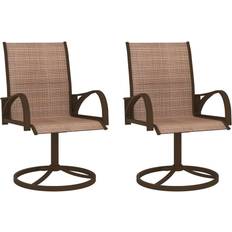 Swivel chairs vidaXL Garden Swivel Chairs 2 Pcs Textilene Steel Brown