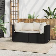 vidaXL Divani Angolari da Giardino Con Cuscini 2 pz in Polyrattan Nero Divano Modulare