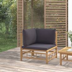 Sofás Modulares vidaXL Esquinero De Jardín Bambú Gris Oscuro 65 x 69 x 69 cm Sofá Modular