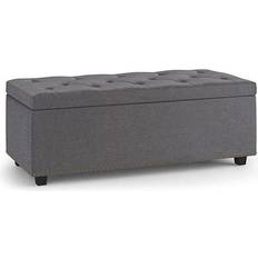 Gray Storage Benches Simpli Home Hamilton Collection AXCOT-239LT-SGL Lift Top Storage Bench