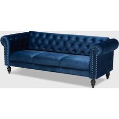 Sofas Baxton Studio Emma Collection EMMA-NAVY VELVET-SF Traditional Sofa