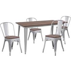 Flash Furniture Bailey 30.25" Silver Metal Dining Set 2