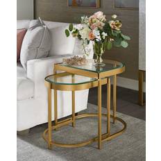 Glass metal end tables Editorial End GOLD 26 Nesting Table